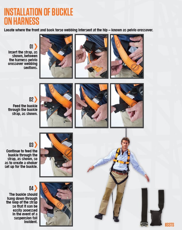 Installation of buckle on harness